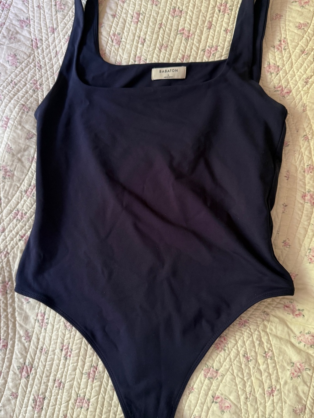 Babaton Navy Square-Neck Bodysuit